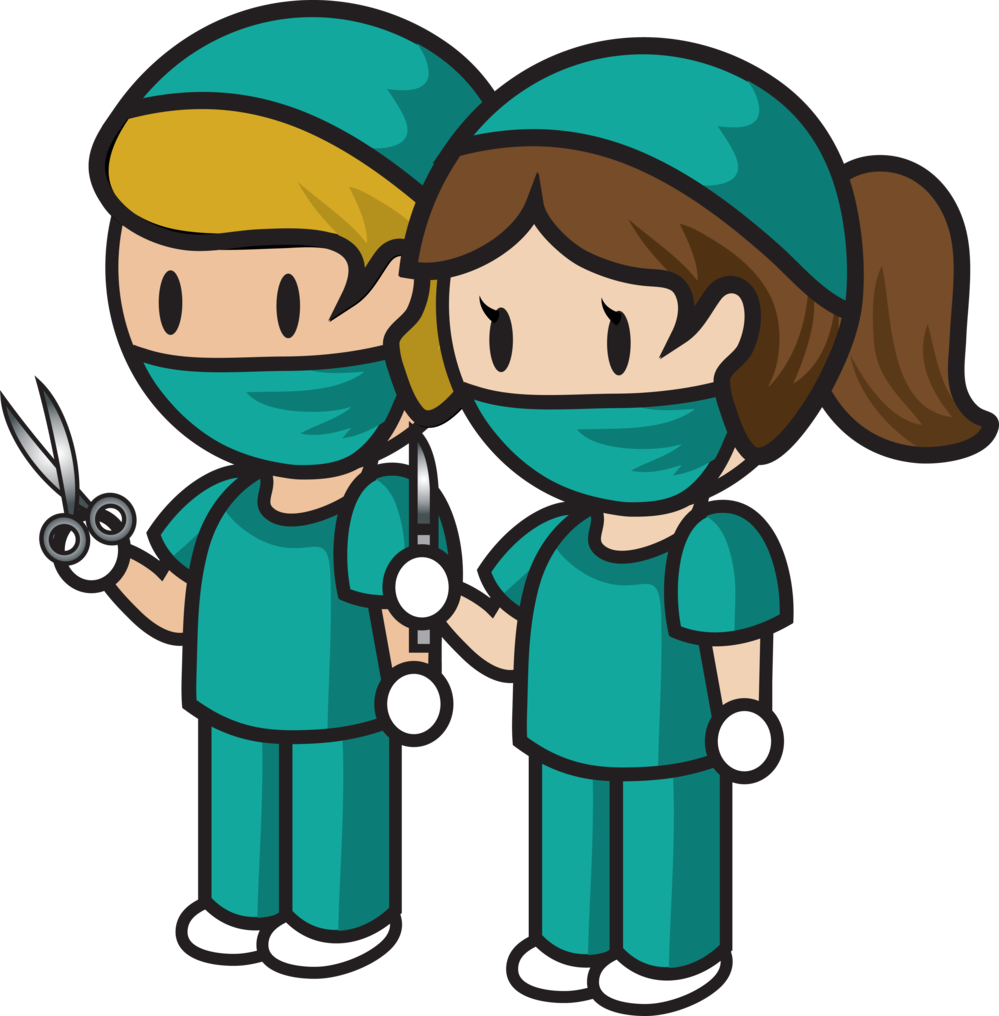 Ilustración de enfermeras listas para cirugía.
